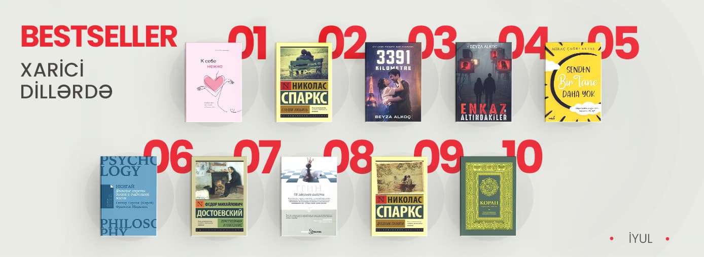 libraff bestseller iyul 2024 en cox satilanlar xarici dillerde xarici dillərdə ən çox satılanların siyahısı